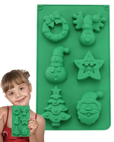 Stampi per cioccolato natalizio,Stampi natalizi in silicone - Stampo per biscotti in silicone | Stampo per gelatina per cubetti di ghiaccio