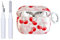 Reownest für AirPods 4 Generation Hülle mit Reinigungsset Cute Aesthetic Kirsche Bowknot Muster Design Stoßfeste Schlüsselbund Abdeckung Soft Kopfhörer Handyhülle für AirPods 4 -Rot