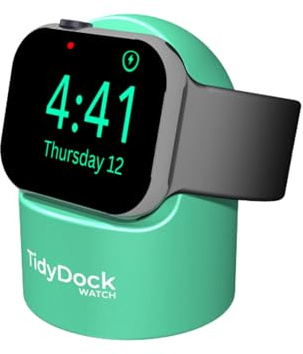 TidyDock Watch - Premium Silicone Apple Watch Charging dock for Style and Convenience - Cable not included - Supports Nightstand Mode - for all Apple watch models (Surf green)