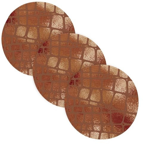 Elegant Texture Imitation Copper Brown Large Trivet Mat for Hot Pots and Pans 3 Pcs Cotton Thread Weave Heat Resistant Mats for Hot Pot Kitchen Countertop Protector