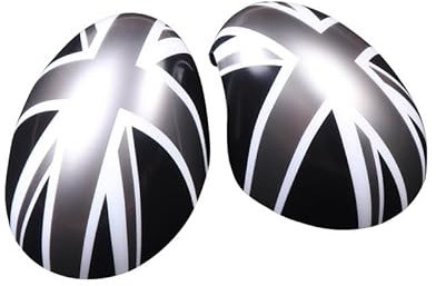 YaaGoo Außenspiegel Cover aus Kunststoff für MINI Cooper R55–R61 2007–2013 – Grey Jack Design zum Aufkleben (manuell einklappbar)