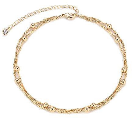 Zernblend Bracelet de Cheville en Or 14 Carats pour Femmes, Bracelet Cheville pour Femmes, Bijoux Cheville Femme, Chaîne Cheville Or