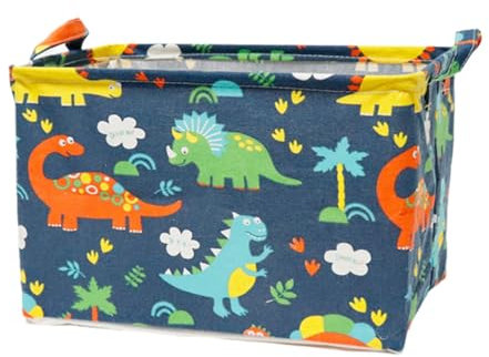 Durdiiy Large Storage Baskets, Rectangular Fabric Dinosaur Kids Storage Box with Handles,38*26*23cm Foldable Waterproof Clothes Books Towels Toys Blankets Shoes Basket Baby Toy Storage Basket, 23L
