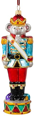 Glas Christbaumschmuck mundgeblasen handbemalt in Europa | Weihnachtsbaum Anhänger für Weihnachten | Christbaumanhänger | Weihnachtsbaumschmuck (Maus Soldat 20 cm)