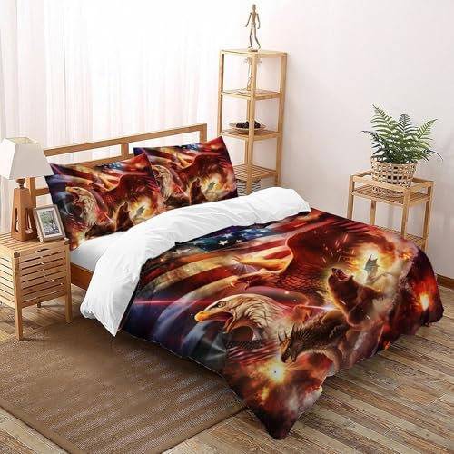 DICVXST 3D Gedruckt Flame Adler Bettwäsche Set Jugendliche Kind Band Bettwäsche 3er Set Mikrofaser Kissenbezüge Mit ReißVerschluss Soft Double（200x200cm）