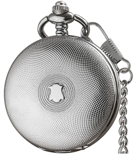VIGOROSO Vintage Hand Wind Up Pocket Watches for Men, Mechanical Pocket Watch with Chain, Mens Skeleton Pocketwatch