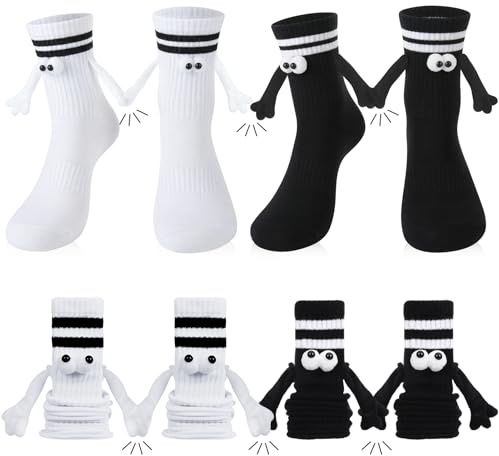 Utensilsto 4Paare Magnetische Socken mit Händen,Hand in Hand Lustige Socken | Größe 38-42, Lustige Geschenke, Funny Socks, Geschenke Magnetische Socken für Paare Partner Freund