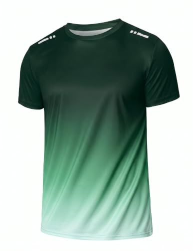 PINSPARK Camiseta Deportiva De Manga Corta Hombre, Transpirable, Secado RáPido, Correr Y Gimnasio, con Degradado