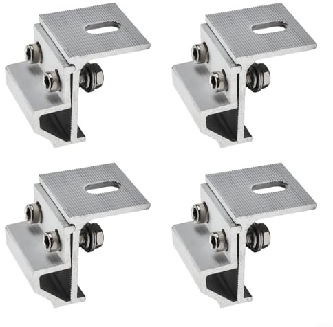 Lot de 4 pinces de fixation pour panneau solaire en alliage d'aluminium - Argent anodisé - Pour installation de camping-car, maison et bateau