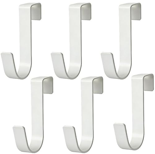 Vaniika Towel Rail Radiator Bathroom, Pack of 6 S Hooks for Towel Radiators, Towel Hooks, Radiator Hooks, White for Bathroom, Kitchen, Wardrobe