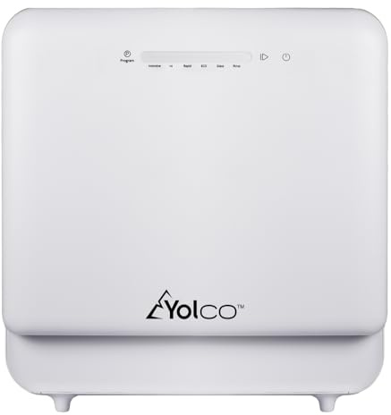 Yolco DWM01 Tragbare Mini Spülmaschine 5L Wassertank – Kompakte Tischgeschirrspüler ohne Festwasseranschluss, 230V, Ideal für Camping, Wohnmobil & Kleine Küchen