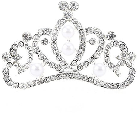 Frcolor Haar Kamm Clip Folie Bling Strass Pearl Crown Tiara Prinzessin Stirnband Kronen für Kinder