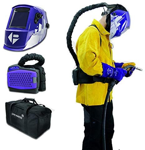 Parweld XR940 Air Fed Auto Darkening Welding Helmet - Rechargeable Air Purifying Respirator Welders Mask