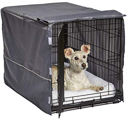 New World - Funda para jaula de perro mediana de poliéster, para la mayoría de jaulas de 76 cm, color gris claro, lavable a máquina, reduce los ladridos y la masticación