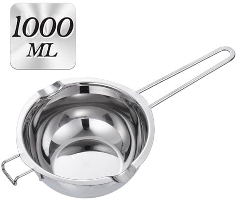 Wax Melting Pot - 1000ML Double Boiler, Stainless Steel Chocolate Melting Pot for Melting Chocolate, Butter, Candy, Candle, Soap, Wax
