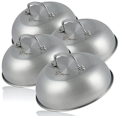 BBQ-Toro Edelstahl Wärmeglocke (4 Stück) | Ø 23 cm | Servierglocke, Glosche, Burgerglocke Edelstahl, Speiseglocke, Melting Dome, Grill Glocke, Burger Glocke, Schmelzglocke Grill