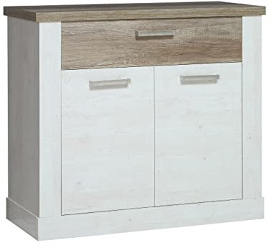 Newroom Sideboard Pinie Weiß Kommode Modern - 101x90,3x41,3 cm (BxHxT) - Highboard Anrichte - [Coby.one] Wohnzimmer Wohnstube
