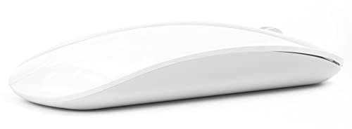 Uiosmuph U30 Bluetooth Maus Kabellose, Wiederaufladbare Leise (BT5.1+ BT5.1+ USB) Funkmaus Laptop Wireless Mouse Empfänger Typ C Kompatibilität mit Windows/Linux/Mac/PC (Weiß)