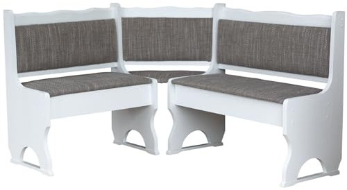 k koma Polster Eckbank Kiefer Holz, Weiß Farbe mit Polsterung MASSIVHOLZ - NEU BEIGE (120 x 140)