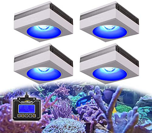 PopBloom RS90 Meerwasser Led Aquarium Beleuchtung, 4 Kanäle programmierbar Lampe Salzwasser Riff Aquarium Beleuchtung für Korallenriff Marine Fisch Tank SPS/LPS (Für 160-190cm (mit Hängeset))