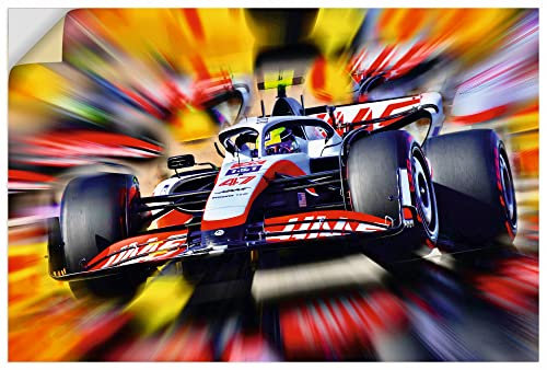 ARTland Wanddeko Wandtattoo selbstklebende Vinylfolie 120x80 cm Formel 1 Ferrari Mick Schumacher Rennwagen Autorennen Motorsport U4LA