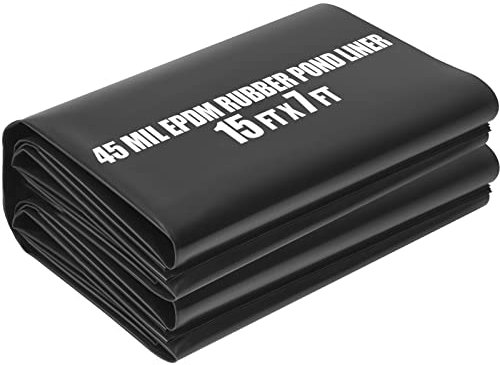 Hoolerry Pond Liner, 45 Mil EPDM Rubber Fish Safe Pond Liner Easy Cutting for Outdoor Waterfall, Fish or Koi Pond Water Garden, Fountains and Bed Planter, Black (10 x 7 Ft)