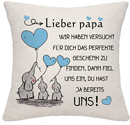 Bommex Geschenk für Vater Kissenbezug - Von Tochter Sohn und Kindern - Papa Geburtstagsgeschenk
