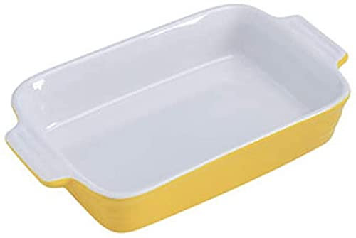 Trjgtas Moules rectangulaires en céramique avec poignée for Four Moule à lasagne Plat à lasagne Moule à pâtisserie Individuel 8x4 Pouces,-Jaune