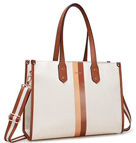 ESTARER Laptop Handtasche Damen Groß, 15.6 Zoll Laptoptasche Wasserabweisendem Canvas Tote Bag für Arbeit/Business/College