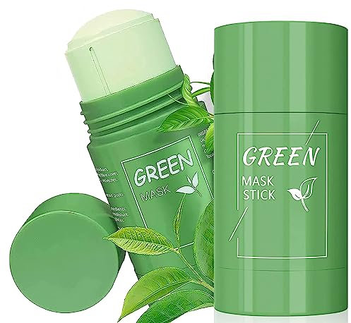 2 Stück Green Mask Clay Stick, Green Tea Mask Stick for Blackhead Remover, Grüner Tee Cleansing Maske Stick, Green Pore Stick, Regulieren Sie den Wasser- und Öl Haushalt der Haut for Men and Women