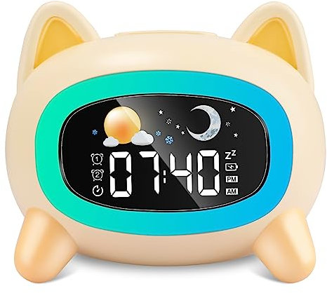 Uplayteck Wecker Kinder, Schlaftrainer Kinderwecker Digital Mit Soundmaschine, Buntem Licht, Snooze und Timer-Funktion, Lichtwecker Wake Up Light für Mädchen, Jungen, Jugendliche