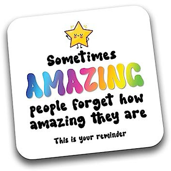 Rib Ticklerz - Funny Friendship Gift - Sometimes Amazing People Forget How Amazing They Are Coaster - Positivity Pick Me Up Thank You Gift For Best Friend - DC103