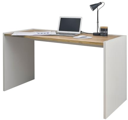 Furn.Design Schreibtisch in weiß und Eiche Wotan Laptoptisch Computertisch Bürotisch Arbeitstisch für Homeoffice und Büro 143 x 62 cm Center