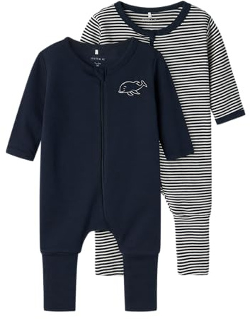 NAME IT Unisex Baby Nbnnightsuit 2p Zip Ff Y/D Core 2 Noos Schlafanzug, Dark Sapphire, 86 EU