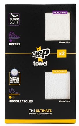 Crep Protect Shoe Cleaner Microfibre Cloth - Premium Sneaker Cleaning for Midsole, Outsole, and Uppers - 2 Sizes in Pack