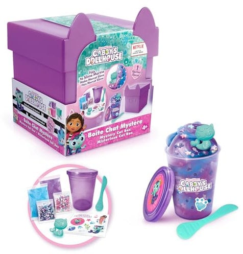 Canal Toys Gabby's Dollhouse Mystery Cat Box Slime Sensory Kit, Mercat Charm, créez Votre Propre Slime, Rangement Facile, Violet