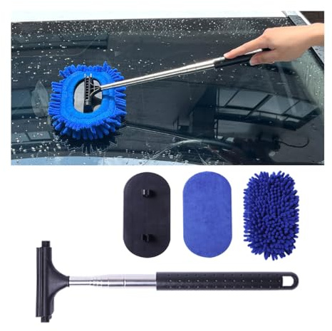 CGEAMDY Auto-Scheibenreiniger, Windschutzscheibenreiniger Ausziehbarer, Schwenkbares Windschutzscheiben-Reinigungswerkzeug, Autoscheibenreiniger Mit Mikrofaserpads