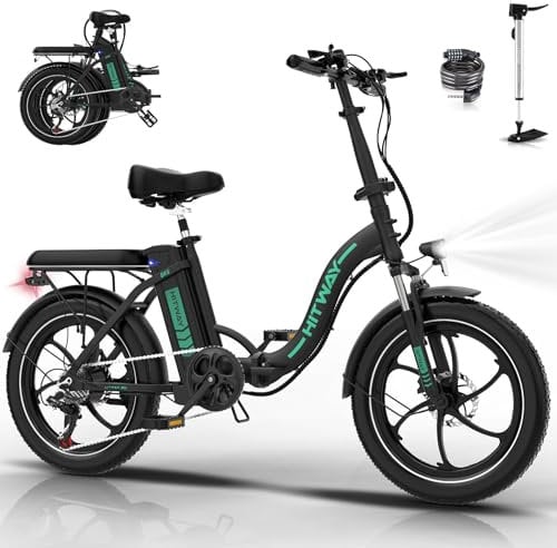 HITWAY BK6SL Electric Bike 20X3.0 E bike, 36V/13Ah Battery Electric Bicycles, 50-100KM, 250W Motor, 7-Speed, Aluminium Frame folding bike for Adult