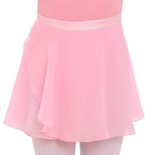 Baisdan Gonnellino Danza Classica Donna Bambina da Gonna Avvolgente Gonna da Ballo in Chiffon Lacci in Vita Regolabili Rosa