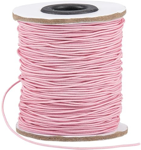 SOFPLATE 100 yards / 91 m 1.2mm Rose Bijoux Cordon de Perles Bracelet Extensible Chaîne de Perles de Rocaille en Nylon Fils Tressage Spandex Cordons Extensibles pour la Fabrication de Bijoux Fournitur