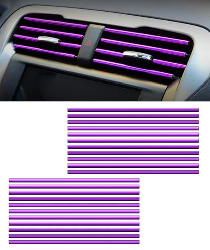 Flaconi 20PCS Auto Lüftungsschlitz Dekoration,auto zubehör deko,auto tuning innenraum,Auto Styling Zierleisten DIY Lüftungsgitter Innenausstattung Streifen,für die Meisten Lüftungsschlitze (Violett)