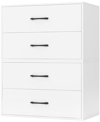 COSTWAY 2 er Set Kommode mit 2 Schubladen, Schubladenschrank stapelbar, Sideboard aus Holz, Aufbewahrungsschrank Schubladenkommode für Wohnzimmer, Büro, Schlafzimmer, 60 x 34 x 38 cm (Weiß)