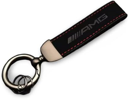 Porte-clés de luxe en daim pour AMG Mercedes Benz - Noir/rouge, Noir , M