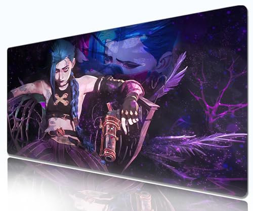 League Jinx Mauspad | Großes niedliches Mauspad | Blau | XXL 800 x 300 | Schreibtischunterlage wasserdicht - rutschfest Jinx
