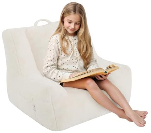 MeMoreCool Sitzsack Kinder, Baby Sessel mit Füllung Jungen und Mädchen, gemütliches Sofa mit Tasche für Spielzimmer, Sitzsäcke fürs Kuschelecke Kinderzimmer, Beige
