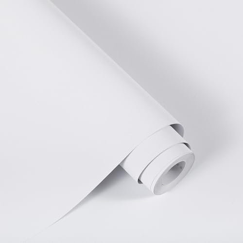 Alened Sticky Back Plastic White Vinyl Wrap Matt 40x300cm Self Adhesive Wallpaper Peel and Stick Waterproof Removable for Kitchen Cupboard Furniture Walls DIY