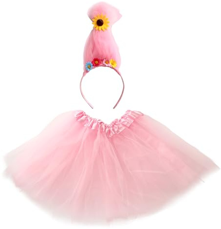 Wildarms Tutu Rock & Troll Stirnband Set - 3-lagiger Ballettrock mit Sonnenblume Tüll Stirnband Erwachsene Halloween Kostüm