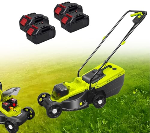 HEIHEIZI Tondeuse électrique 1600W pour Jardins,Tondeuse Autotractée sans Fil avec Réglage de Hauteur de Coupe (3 Positions),Scarificateur pour Pelouses et Jardins,Autonomie de 45 Minutes,4 Batteries