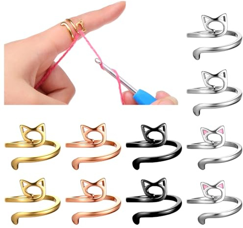 10 Stück Häkelring Häkel Zubehör Häkelringe Finger Strickring Finger Stricken Zubehör Verstellbar Geflochten Schnelleres Stricken Fingerhut Zubehörs Für Häkeln Mutter Oma Geschenke (5 Farben)