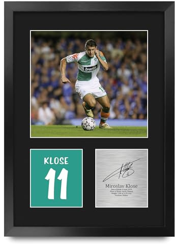 HWC Trading Miroslav Klose Werder Bremen Geschenke Gedrucktes Signiertes Autogramm Foto für Fußball Anhänger and Fans - A3 Porträt Gerahmt